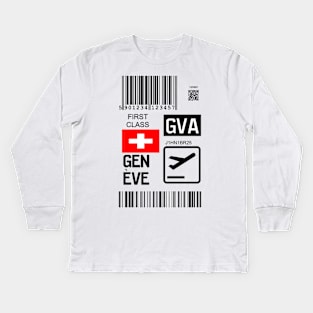 Geneva Switzerland travel ticket Kids Long Sleeve T-Shirt